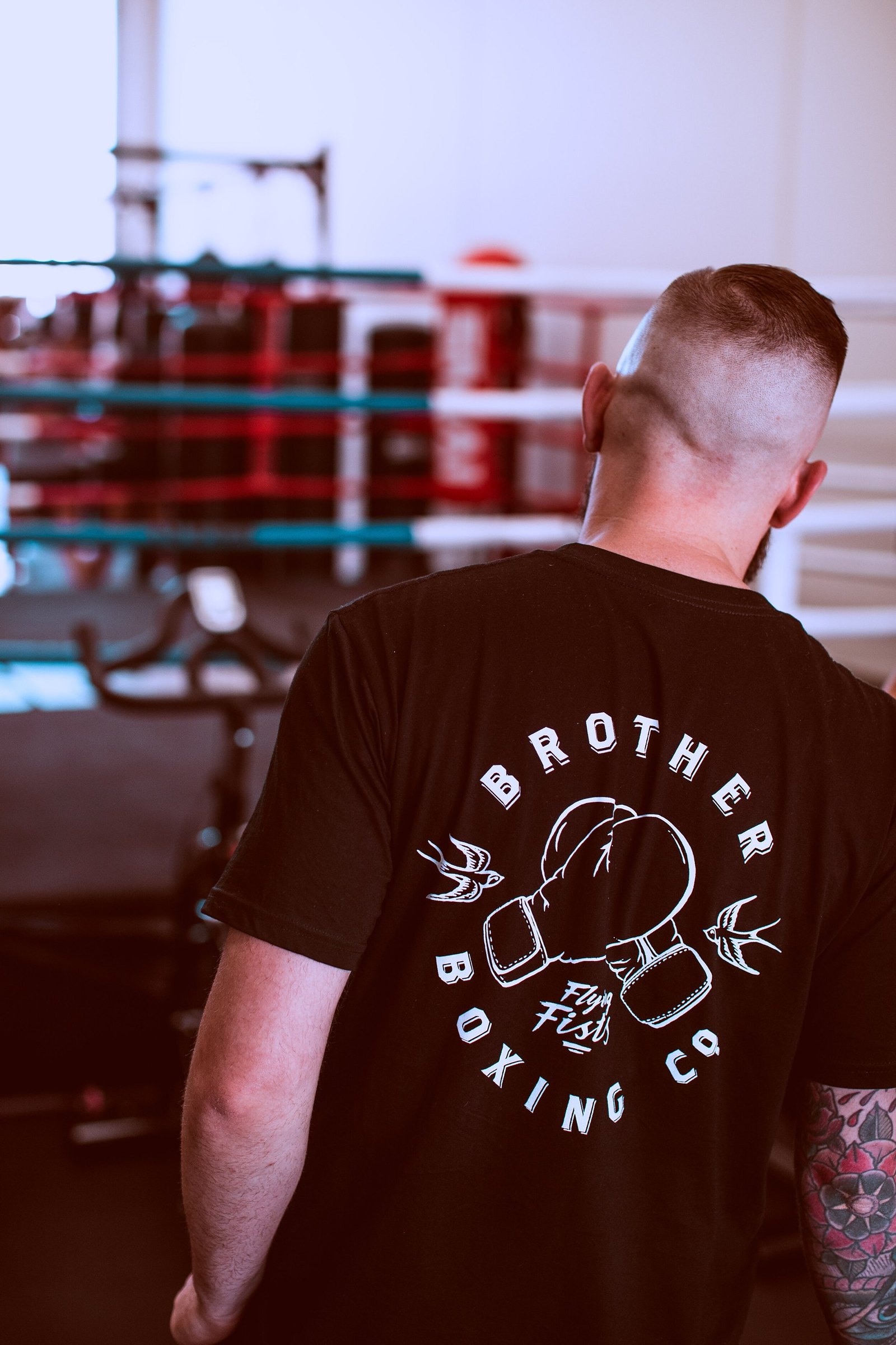 The Brother Boxing Co. badge on a team tee